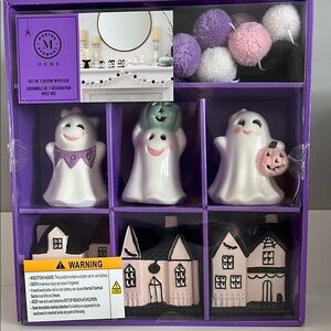 Martha Stewart Halloween Ghost and House Decor Set - Purple, White, Black